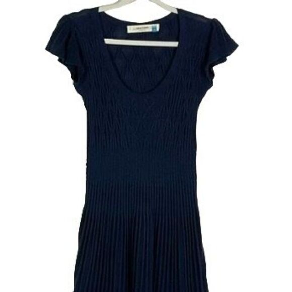 Anthropologie | Sparrow Navy Blue Knit Dress, Flutter sleeves, Small - Picture 4 of 10